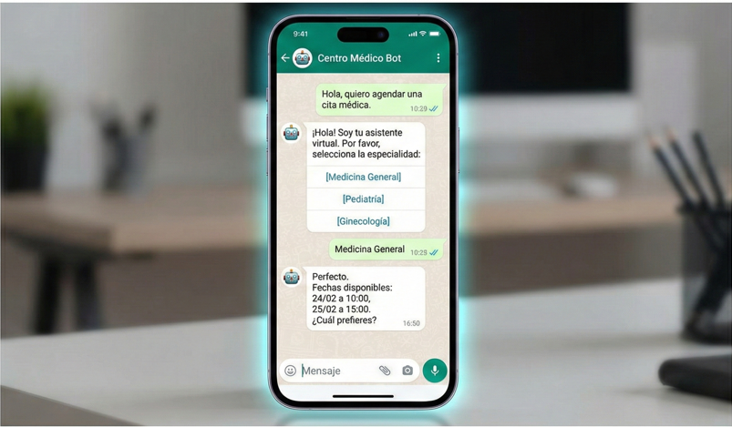 Vista previa del Recepcionista Virtual 24/7 en WhatsApp